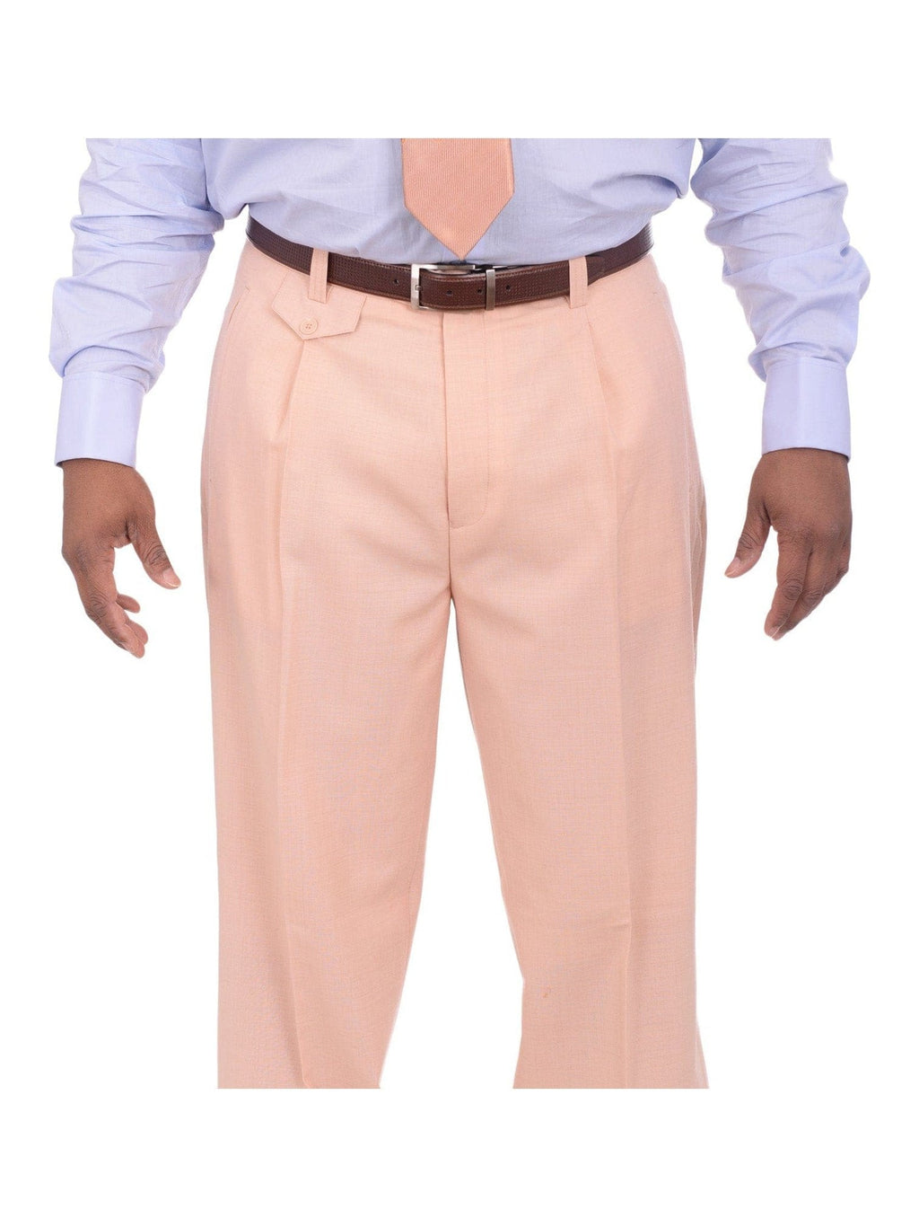Men's Solid Peach 3-Piece Wool Suit Peak Lapels