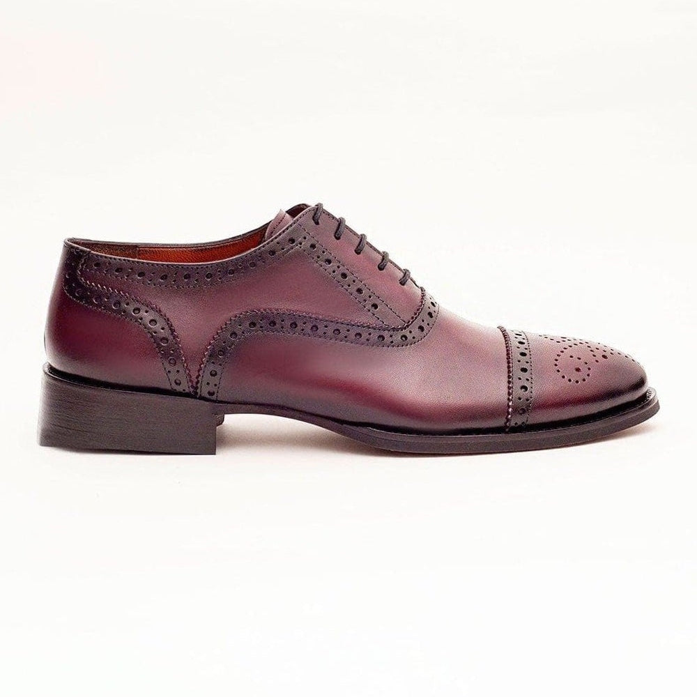 Men's Burgundy Oxford Lace Up Leather Dress Shoes