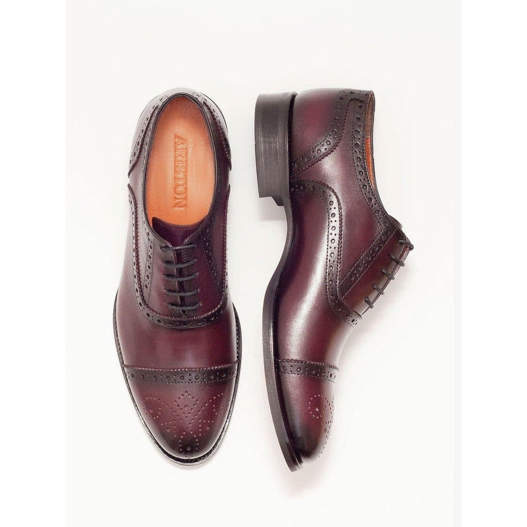 Men's Burgundy Oxford Lace Up Leather Dress Shoes