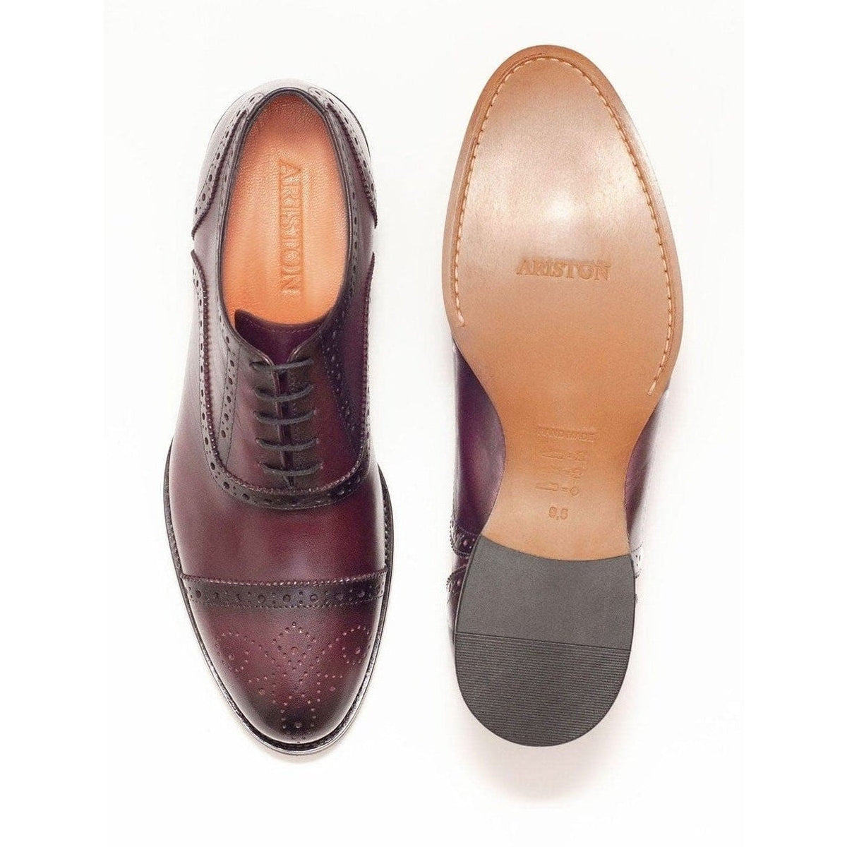 Men's Burgundy Oxford Lace Up Leather Dress Shoes