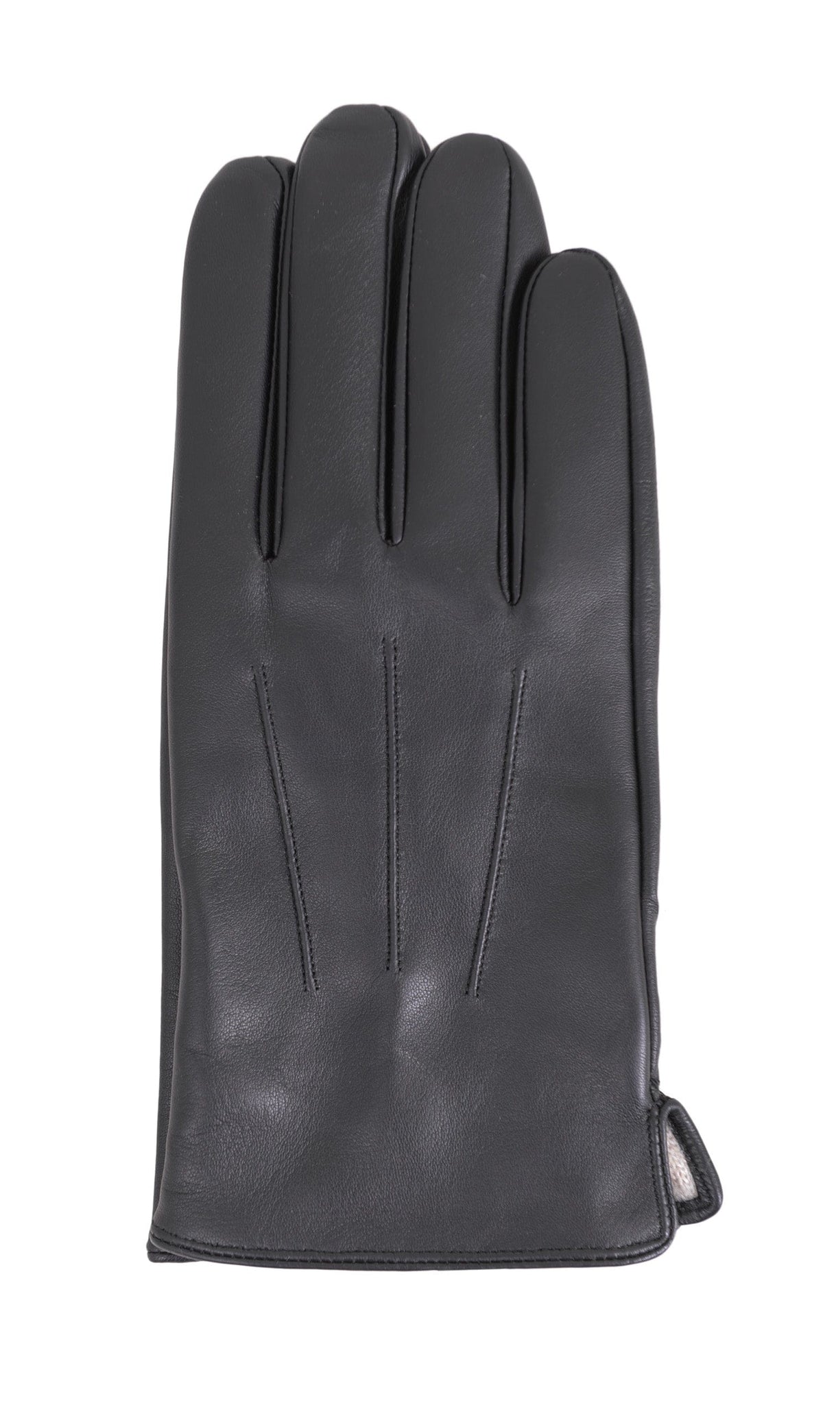 Men's Solid Black Touch Screen Leather Gloves