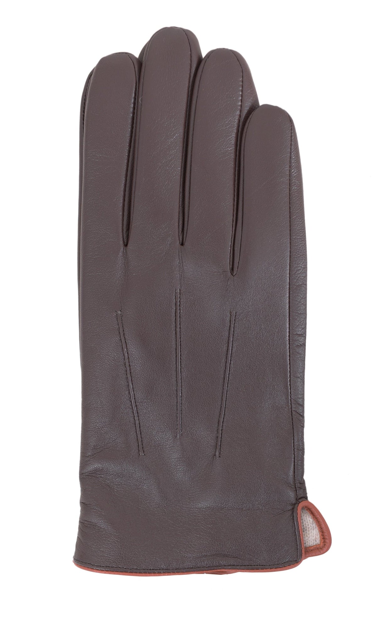 Men's Solid Brown Touch Screen Leather Gloves