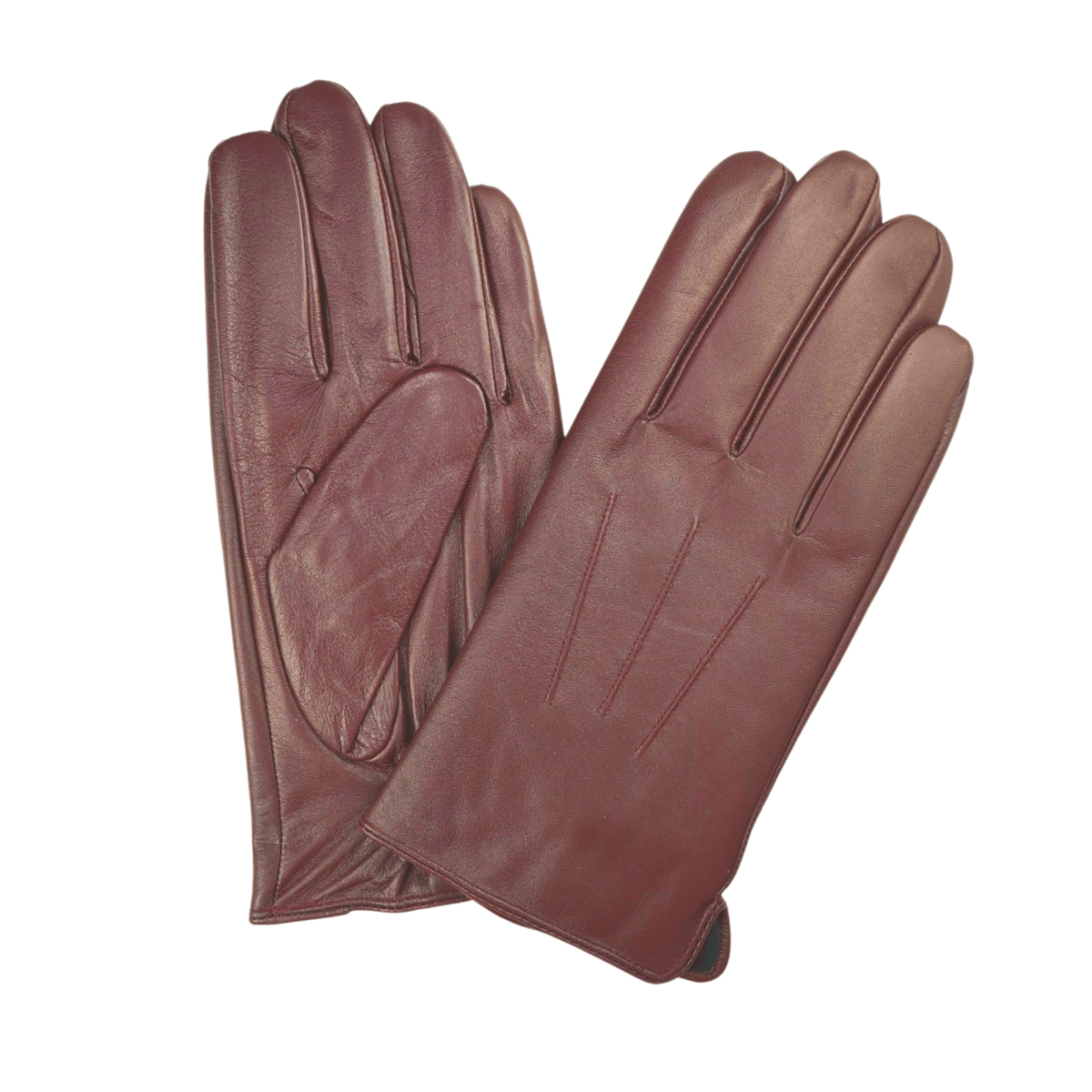 Men's Solid Burgundy Touch Screen Leather Gloves