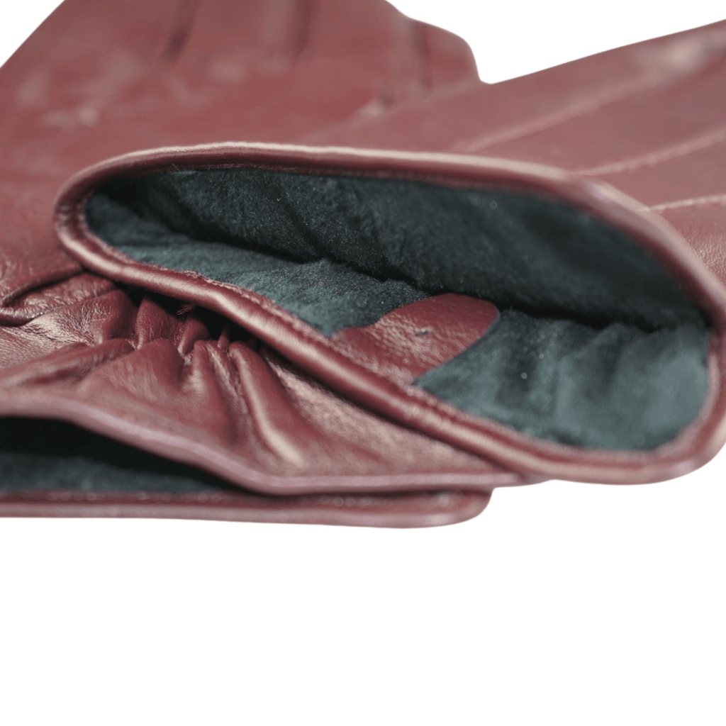 Men's Solid Burgundy Touch Screen Leather Gloves