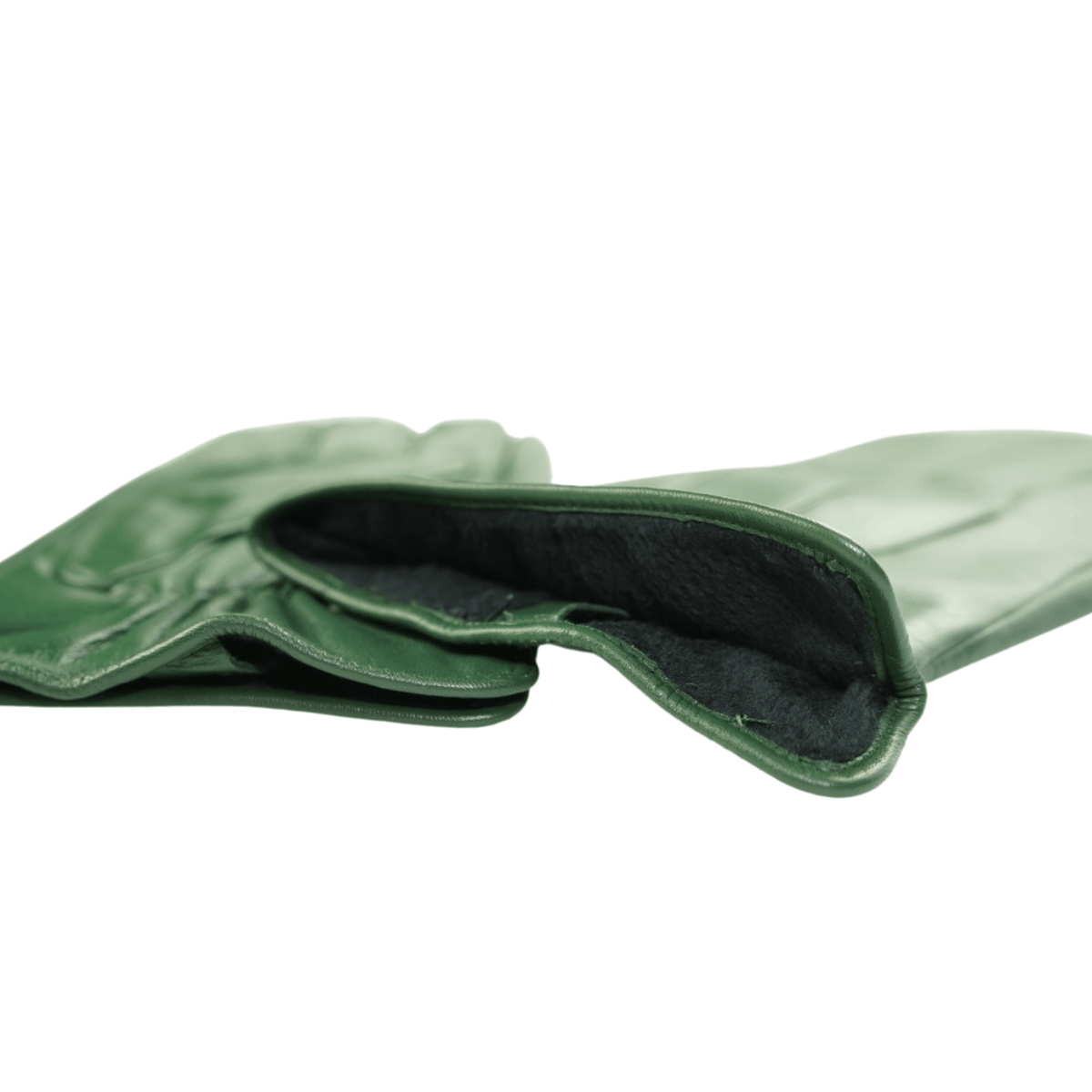 Men's Solid Green Touch Screen Leather Gloves