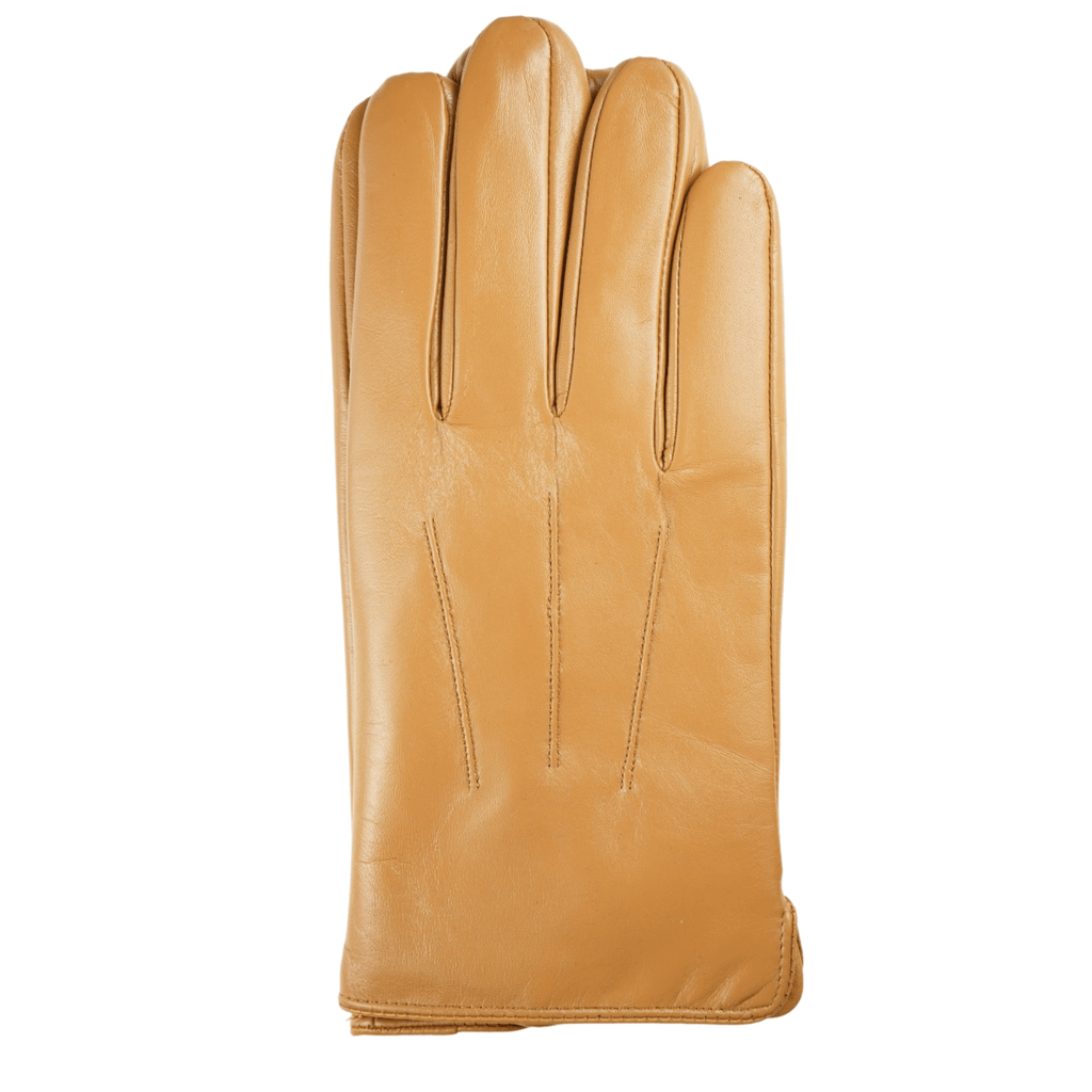 Men's Solid Tan Touch Screen Leather Gloves