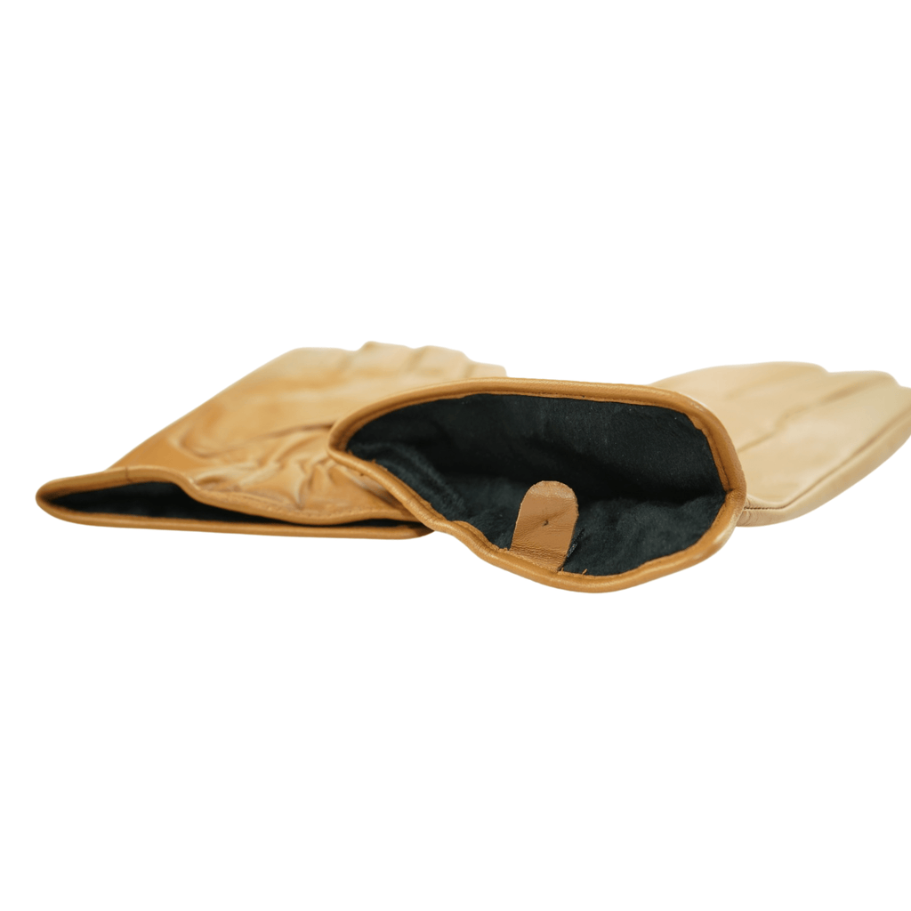 Men's Solid Tan Touch Screen Leather Gloves