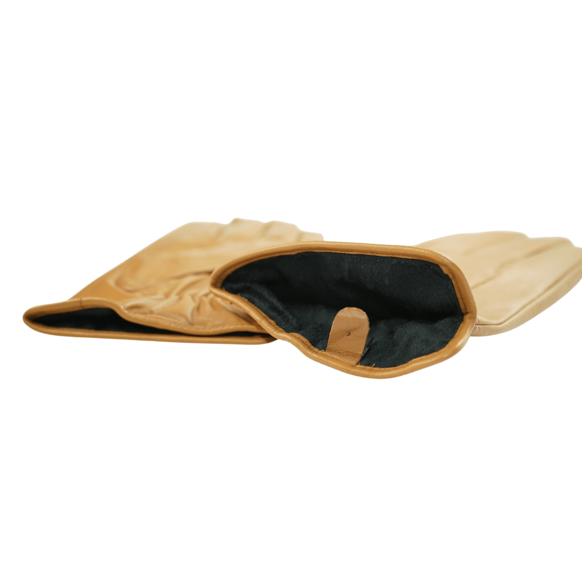 Men's Solid Tan Touch Screen Leather Gloves