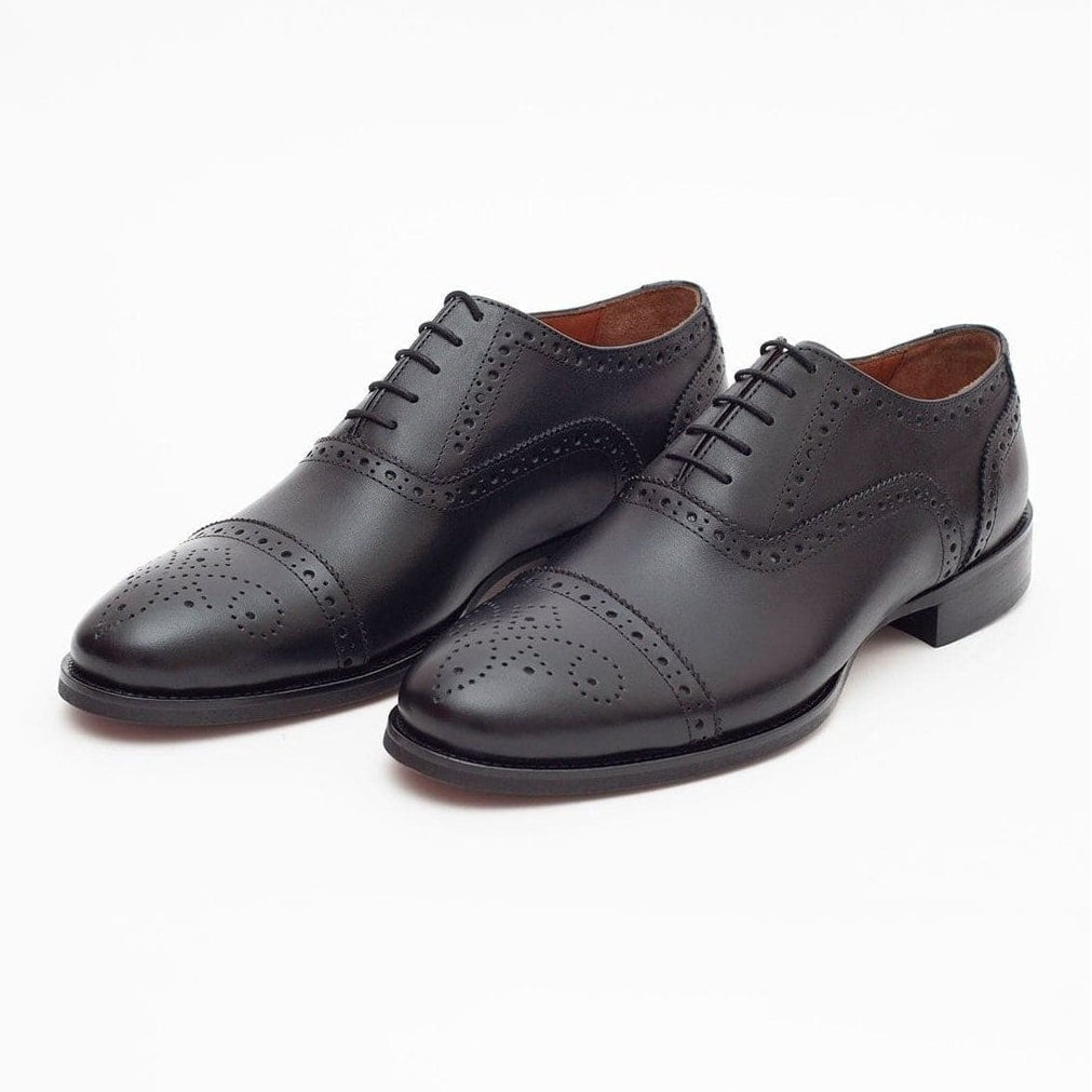 Men's Black Oxford Lace Up Leather Dress Shoes