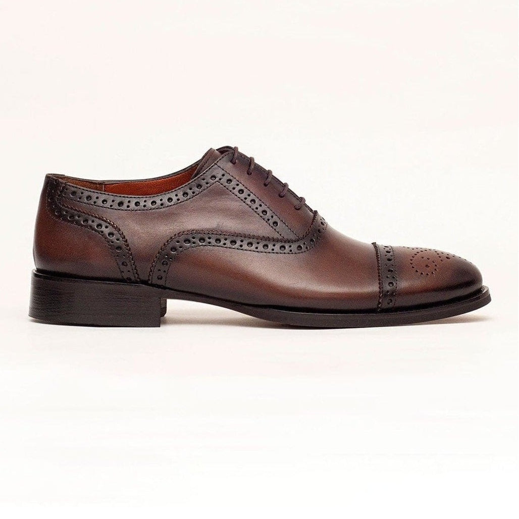 Men's Chestnut Brown Lace Up Oxford Leather Dress Shoes