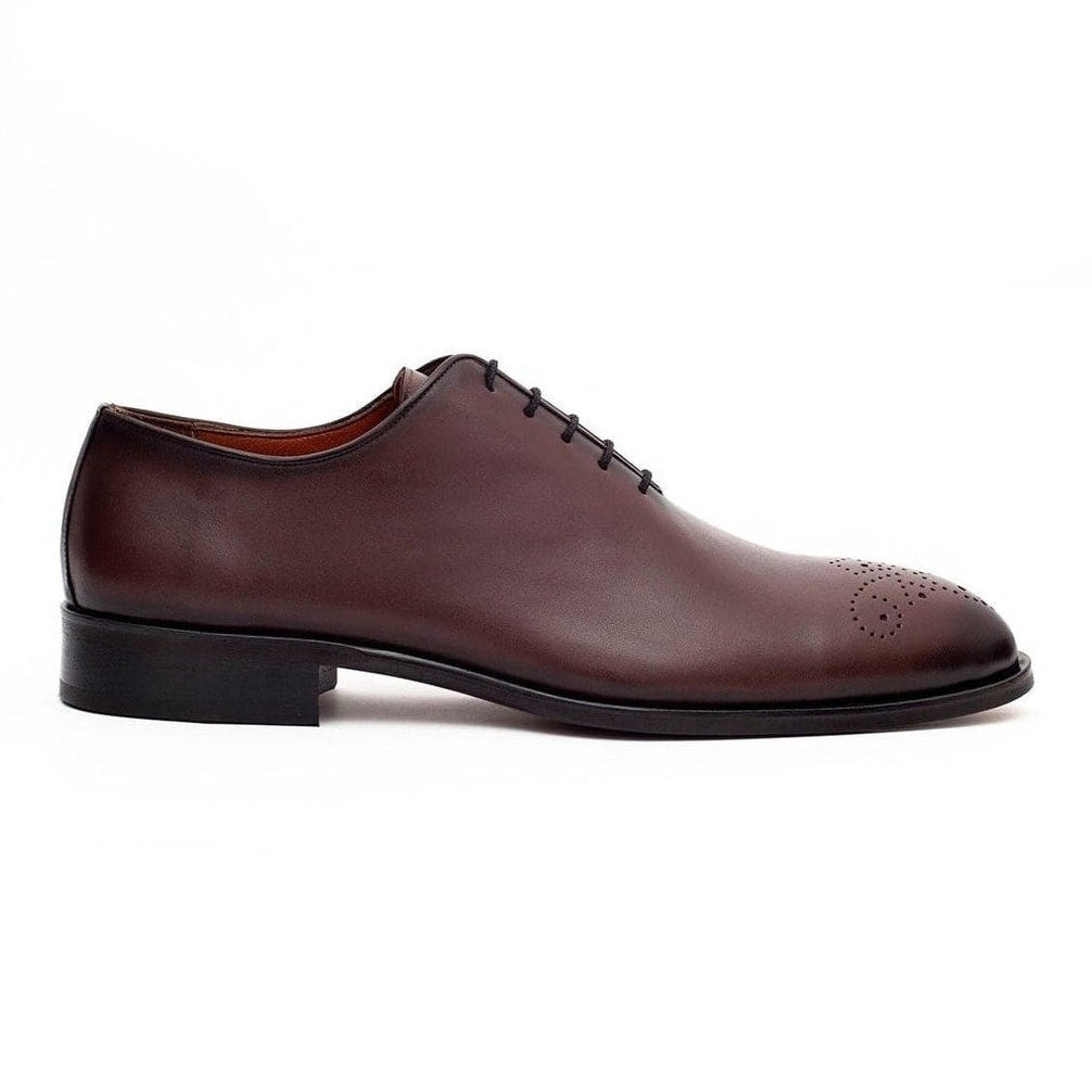 Men's Solid Chestnut Brown Whole Cut Oxford Leather Dress Shoes