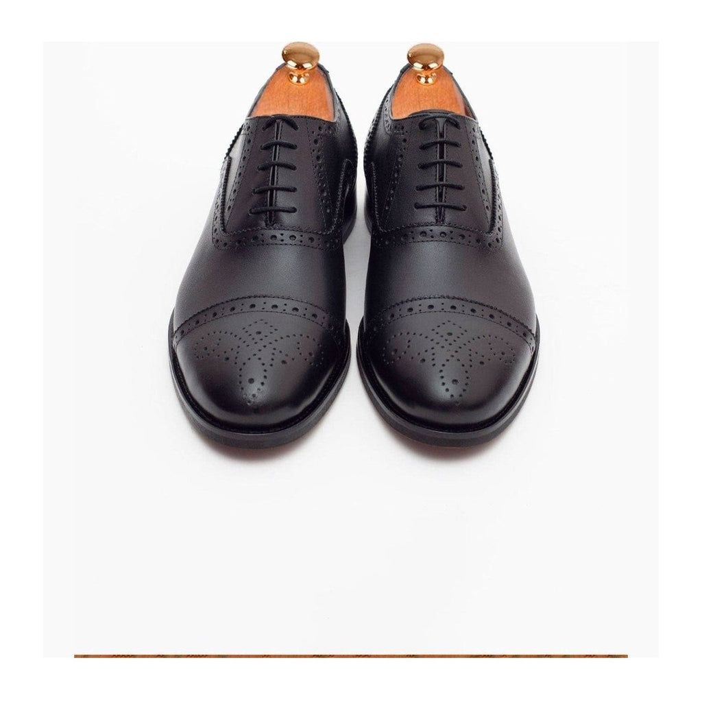 Men's Black Oxford Lace Up Leather Dress Shoes
