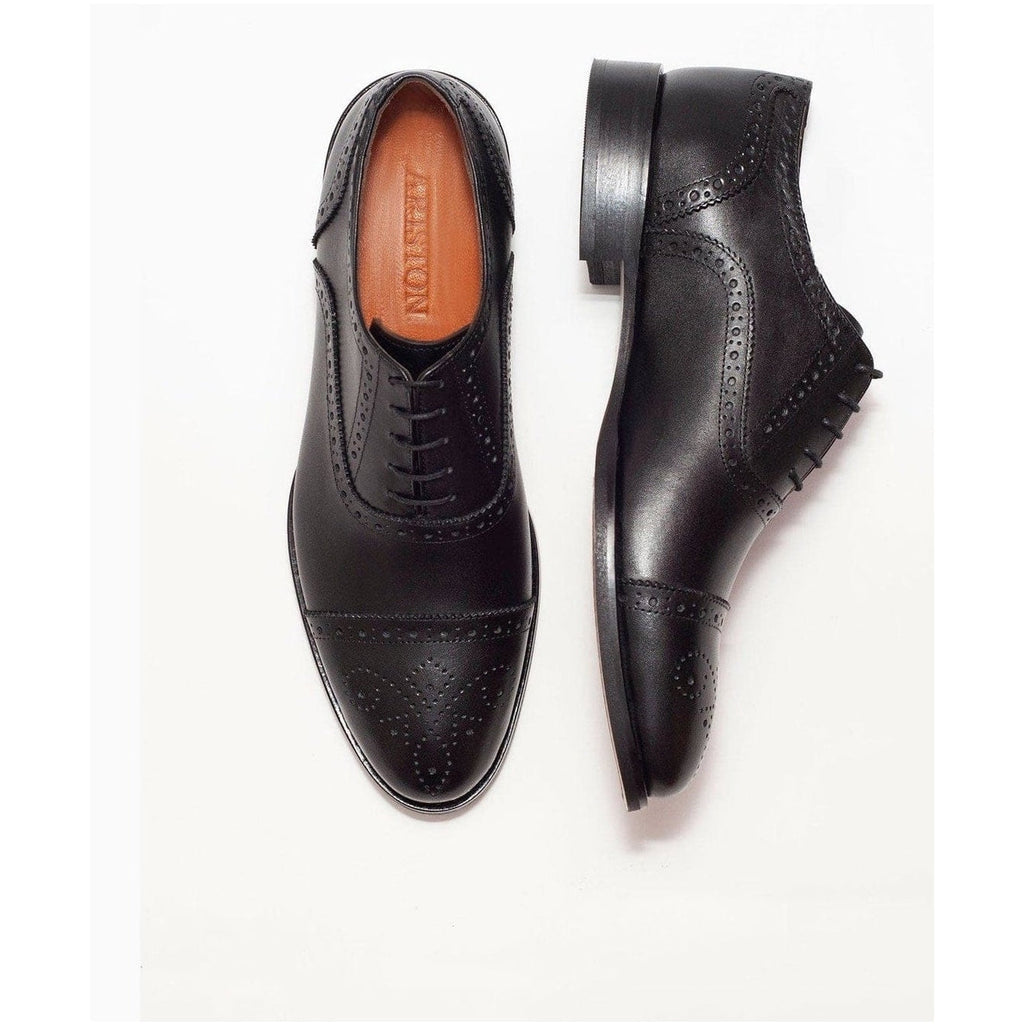 Men's Black Oxford Lace Up Leather Dress Shoes