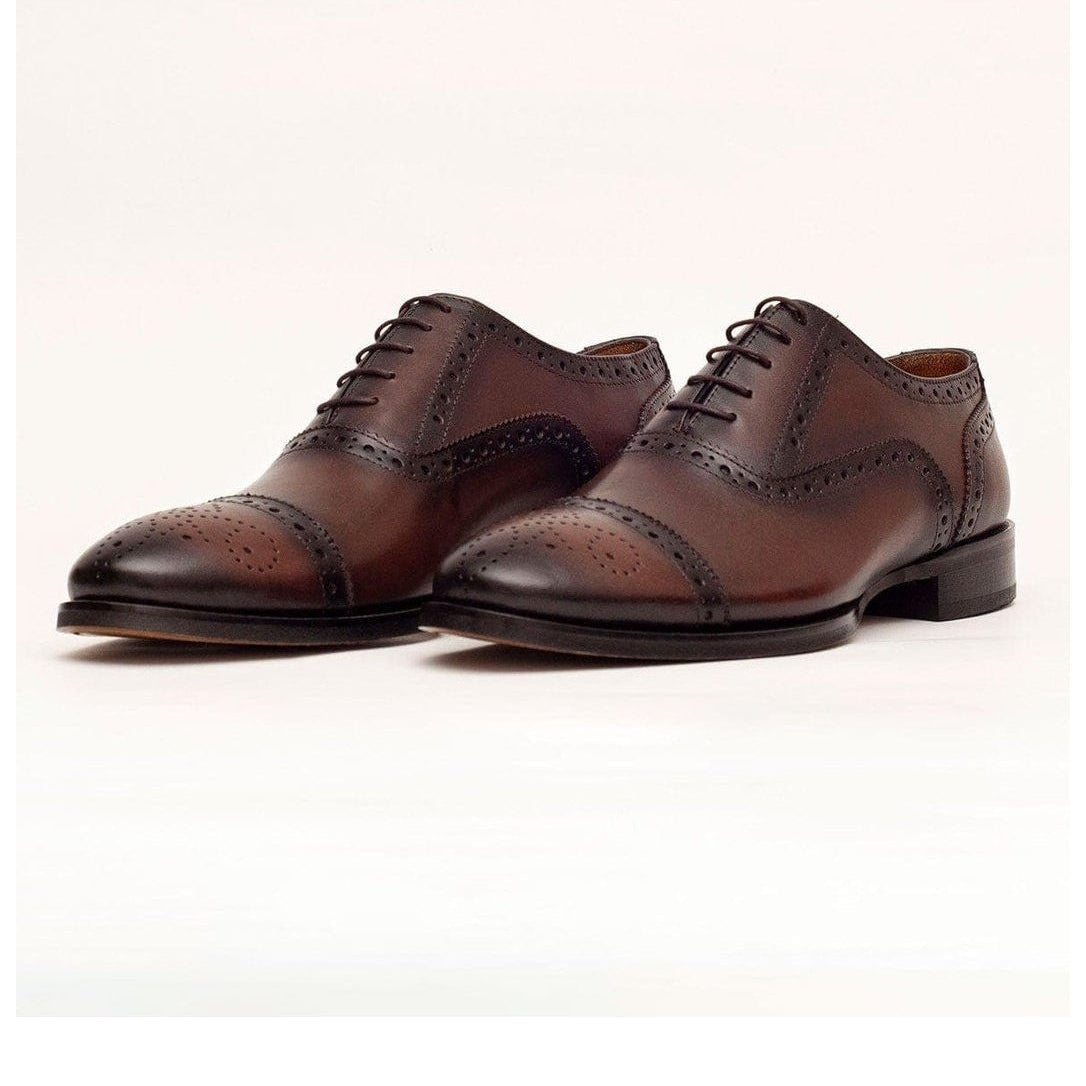 Men's Chestnut Brown Lace Up Oxford Leather Dress Shoes