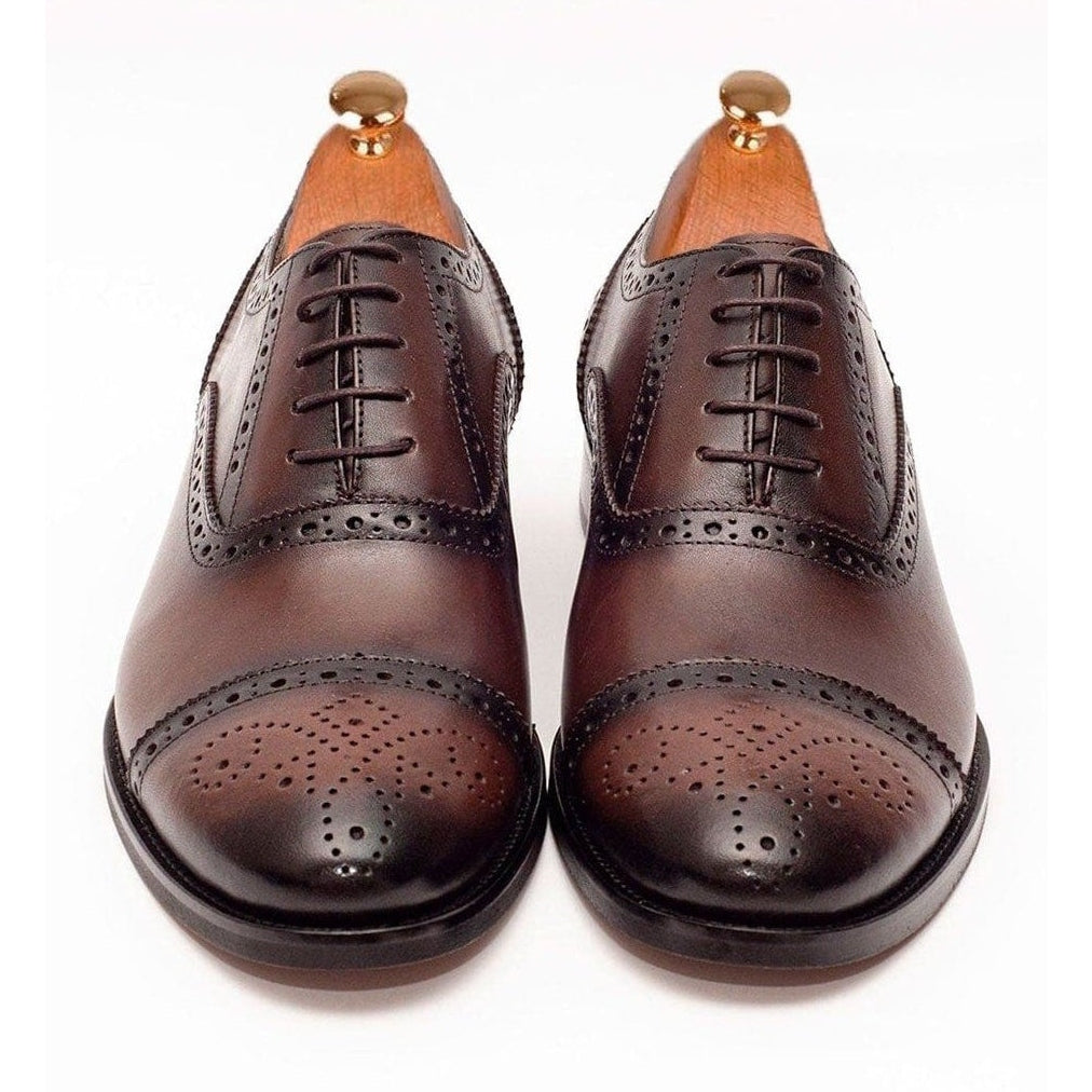 Men's Chestnut Brown Lace Up Oxford Leather Dress Shoes
