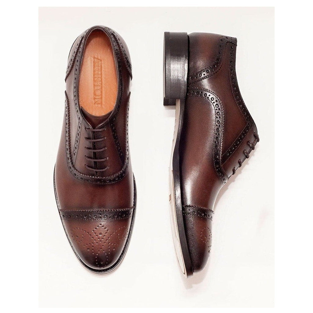 Men's Chestnut Brown Lace Up Oxford Leather Dress Shoes