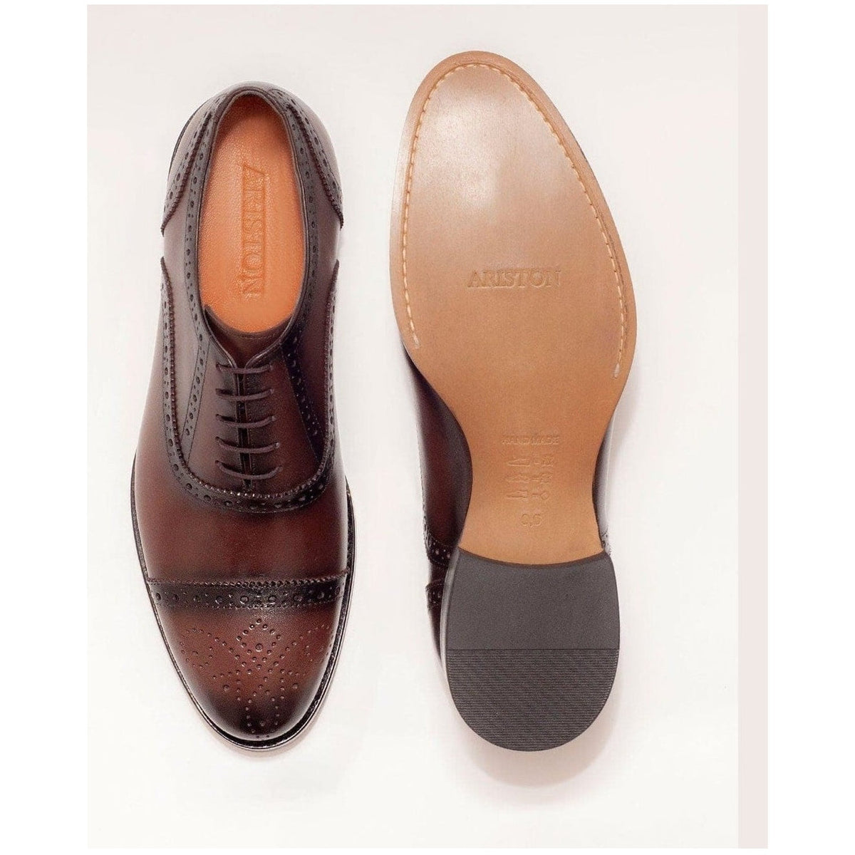 Men's Chestnut Brown Lace Up Oxford Leather Dress Shoes