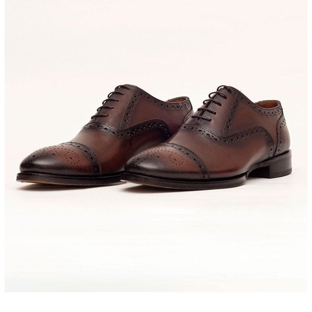 Men's Chestnut Brown Oxford Lace Up Leather Dress Shoes