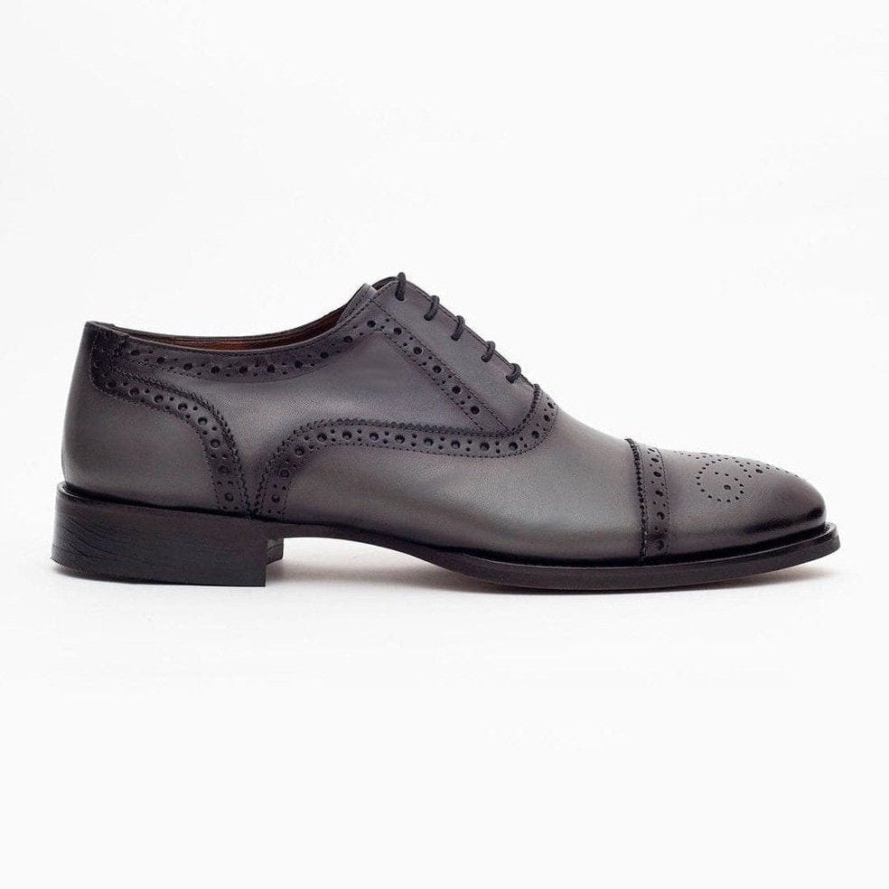 Men's Gray Oxford Lace Up Leather Dress Shoes