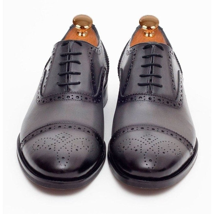 Men's Gray Oxford Lace Up Leather Dress Shoes