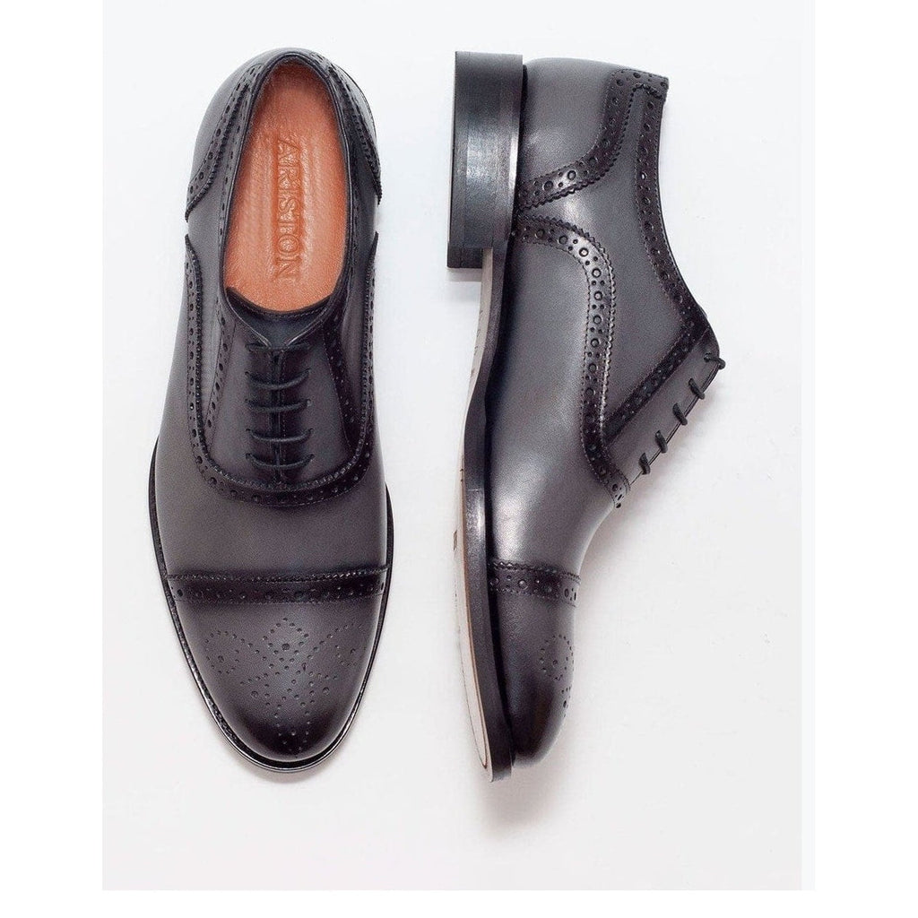 Men's Gray Oxford Lace Up Leather Dress Shoes