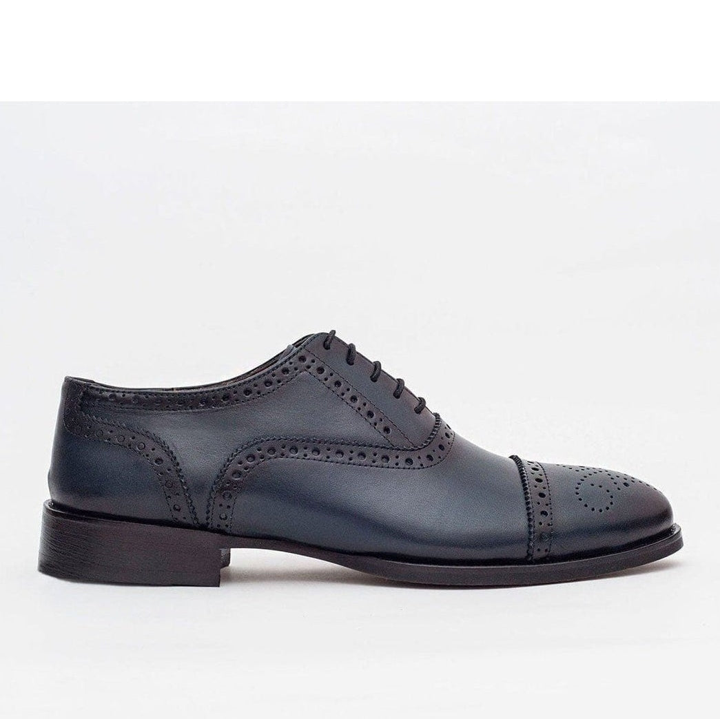 Men's Navy Oxford Lace Up Leather Dress Shoes
