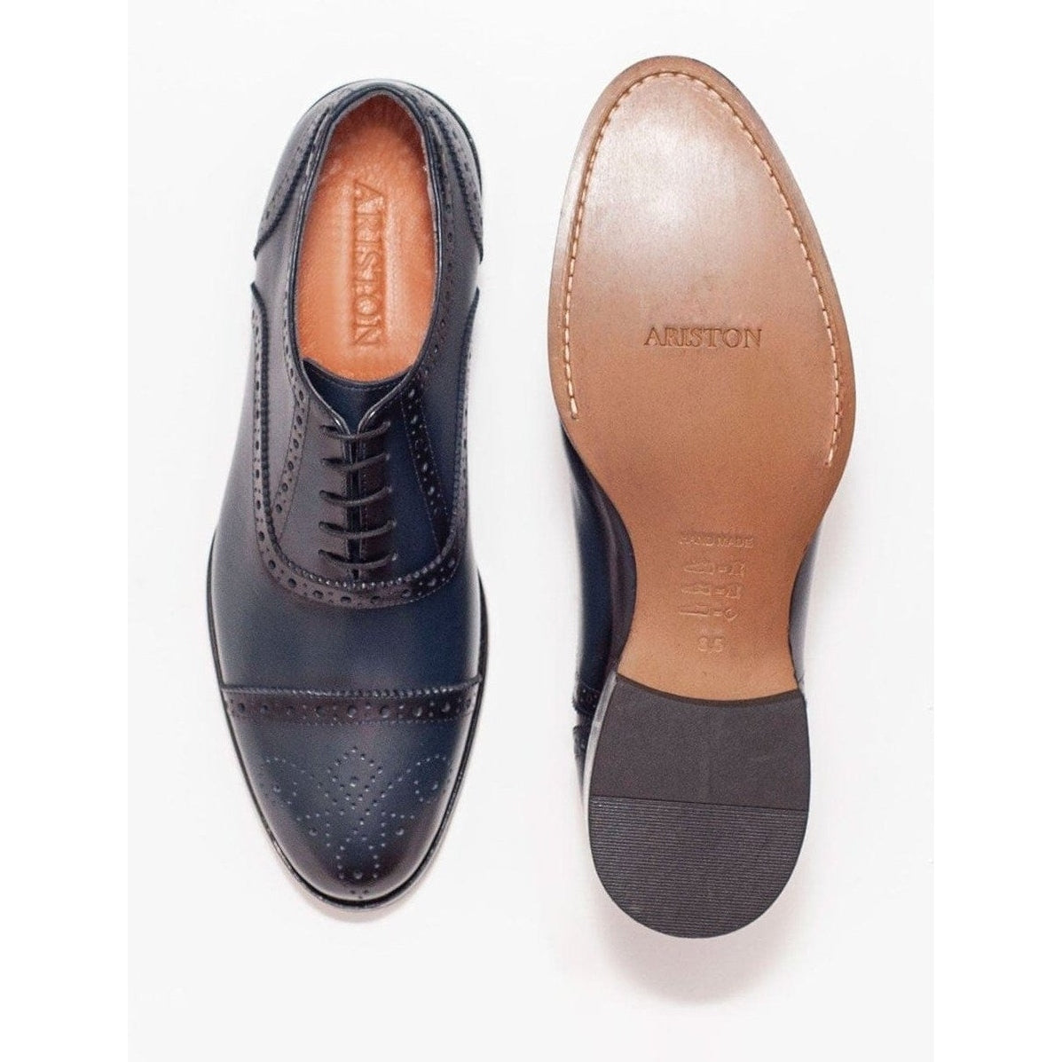 Men's Navy Oxford Lace Up Leather Dress Shoes