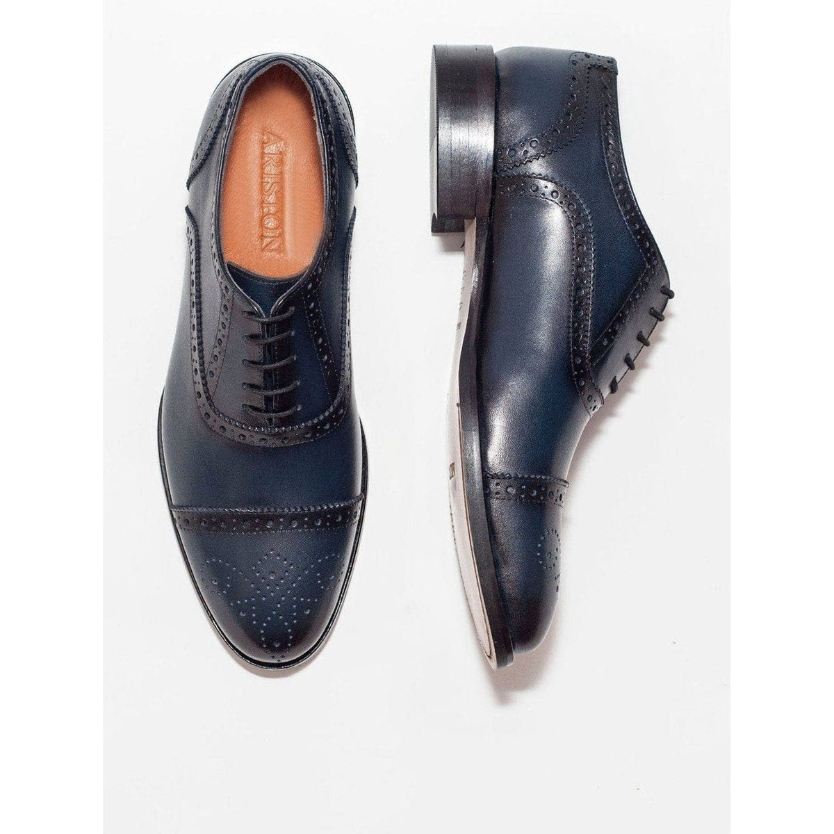 Men's Navy Oxford Lace Up Leather Dress Shoes