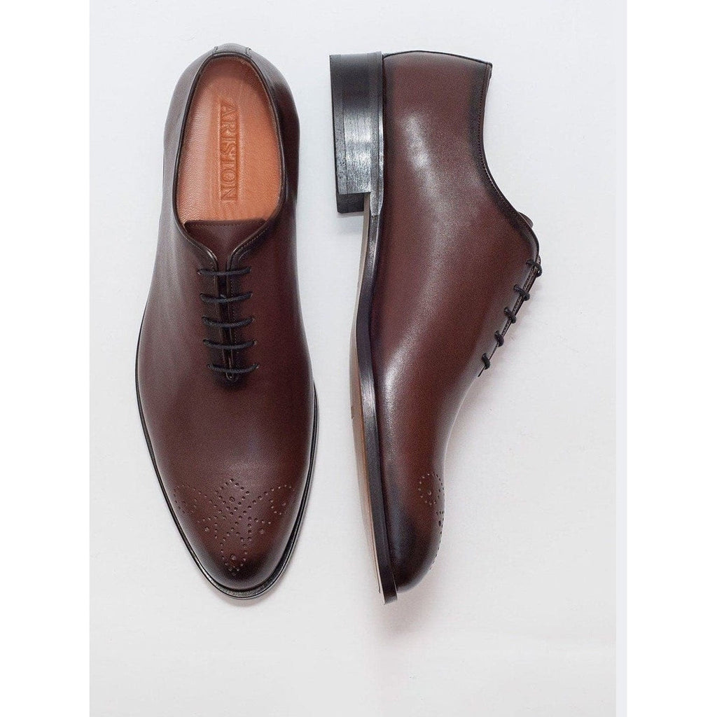 Men's Solid Chestnut Brown Whole Cut Oxford Leather Dress Shoes