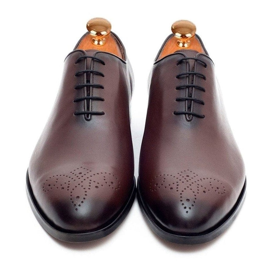 Men's Solid Chestnut Whole Cut Oxford Leather Dress Shoes