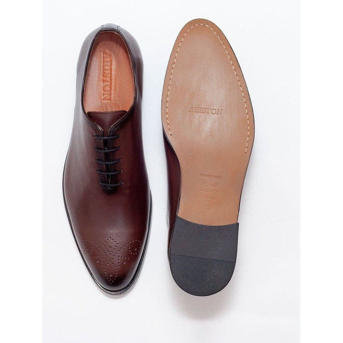 Men's Solid Chestnut Whole Cut Oxford Leather Dress Shoes
