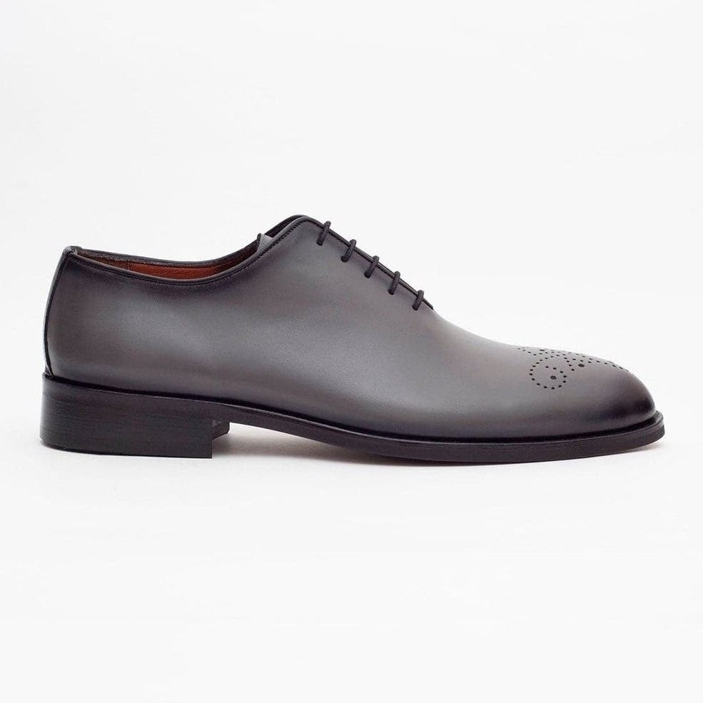 Men's Solid Gray Whole Cut Oxford Leather Dress Shoes