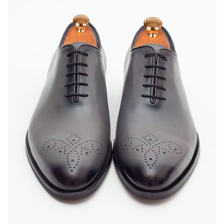 Men's Solid Gray Whole Cut Oxford Leather Dress Shoes