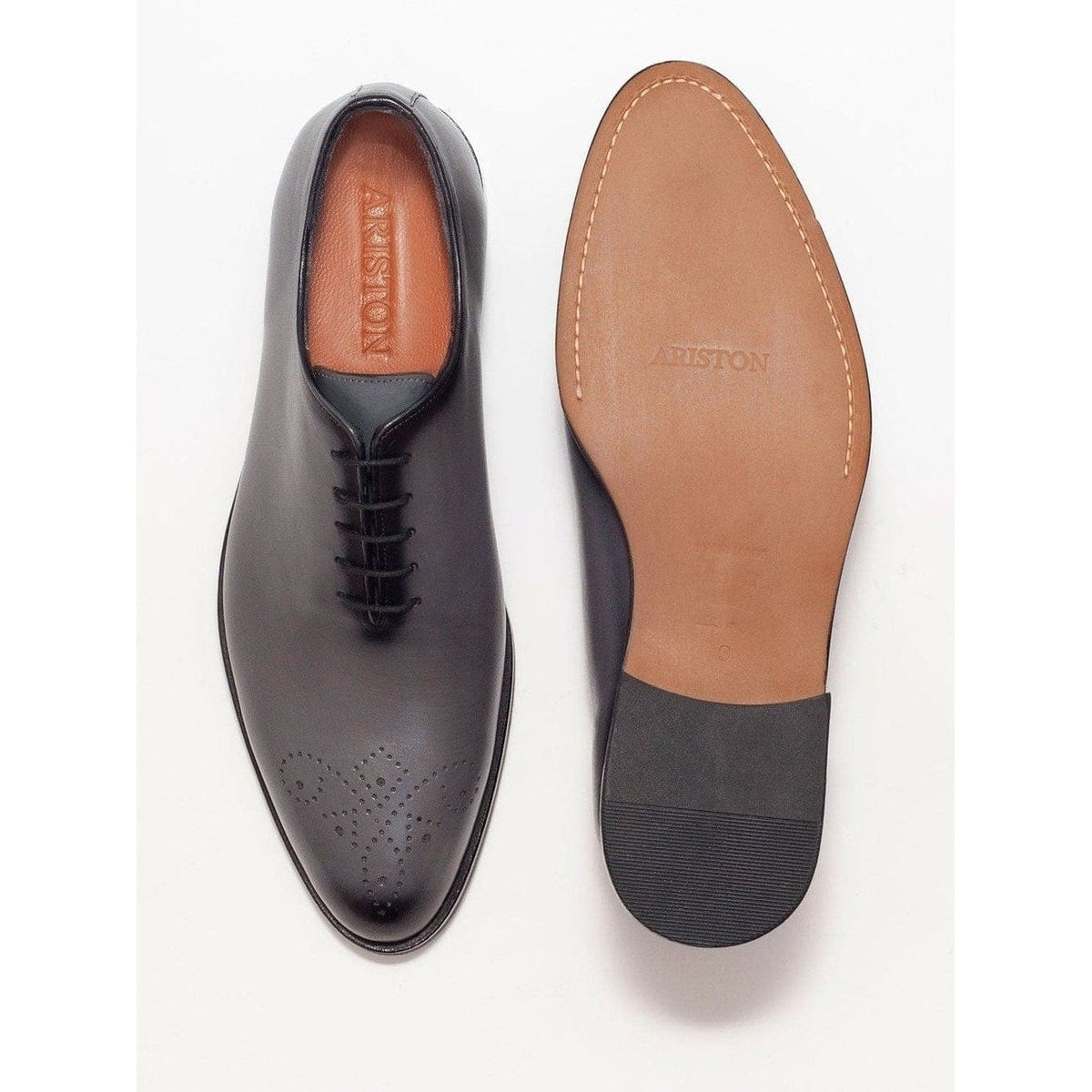 Men's Solid Gray Whole Cut Oxford Leather Dress Shoes