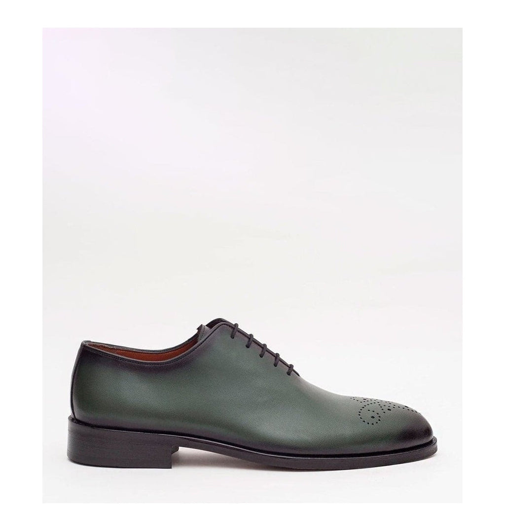 Men's Solid Green Whole Cut Oxford Leather Dress Shoes