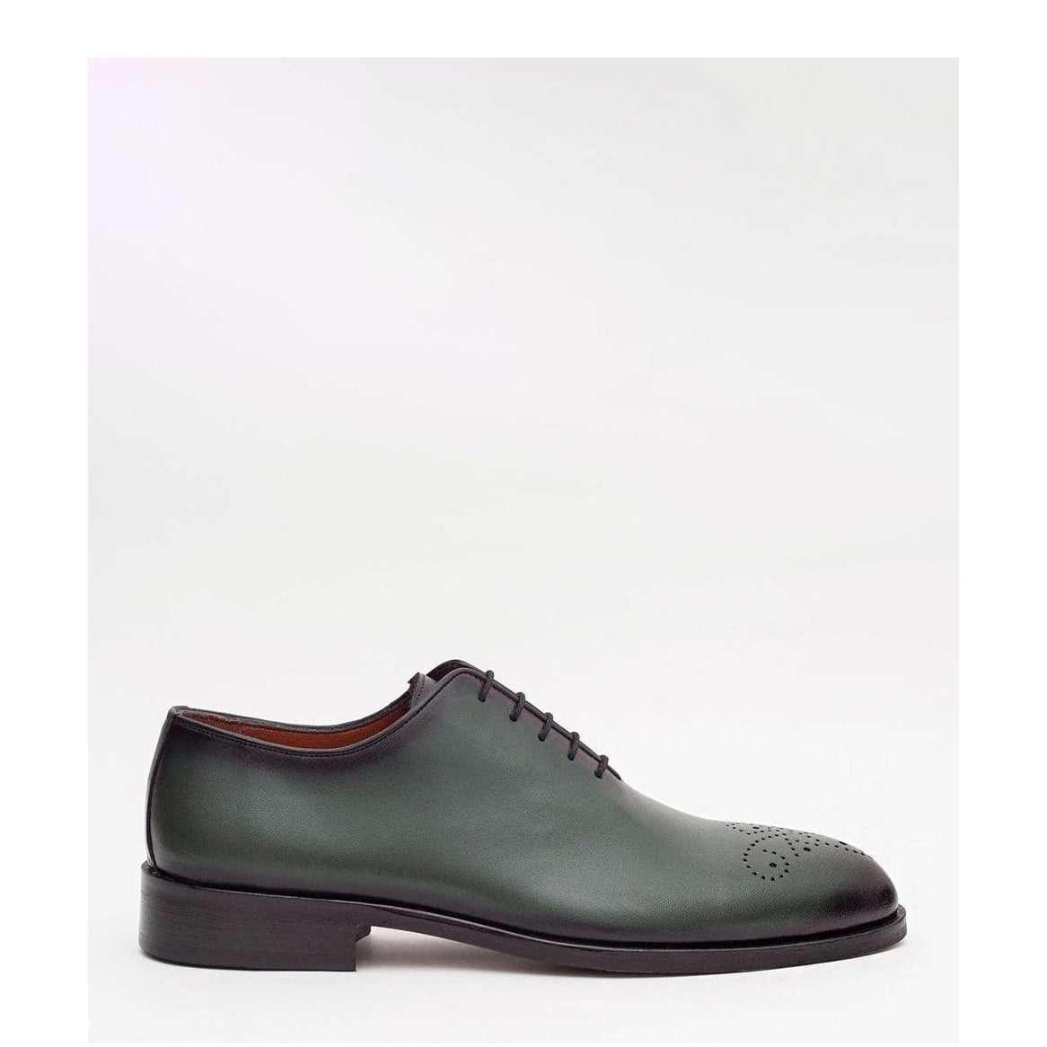 Men's Solid Green Whole Cut Oxford Leather Dress Shoes