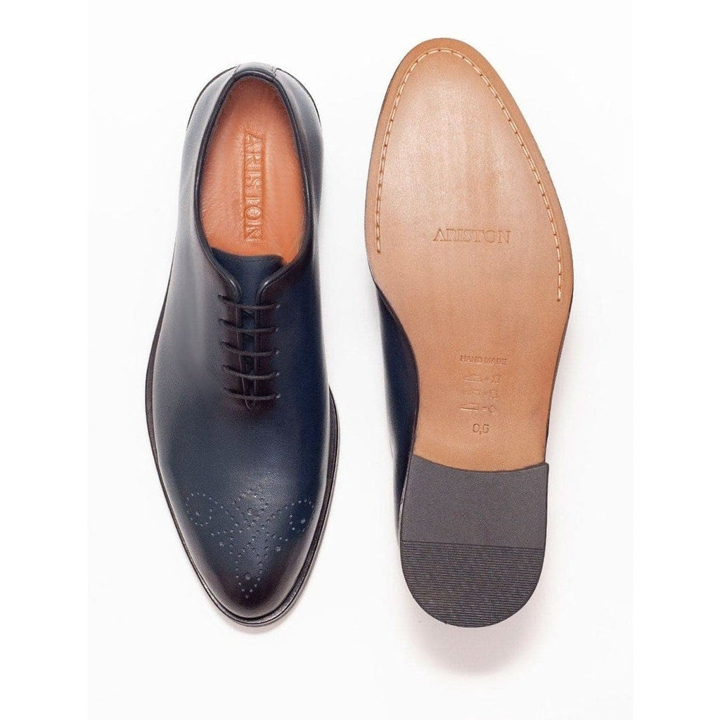 Men's Solid Navy Whole Cut Oxford Leather Dress Shoes