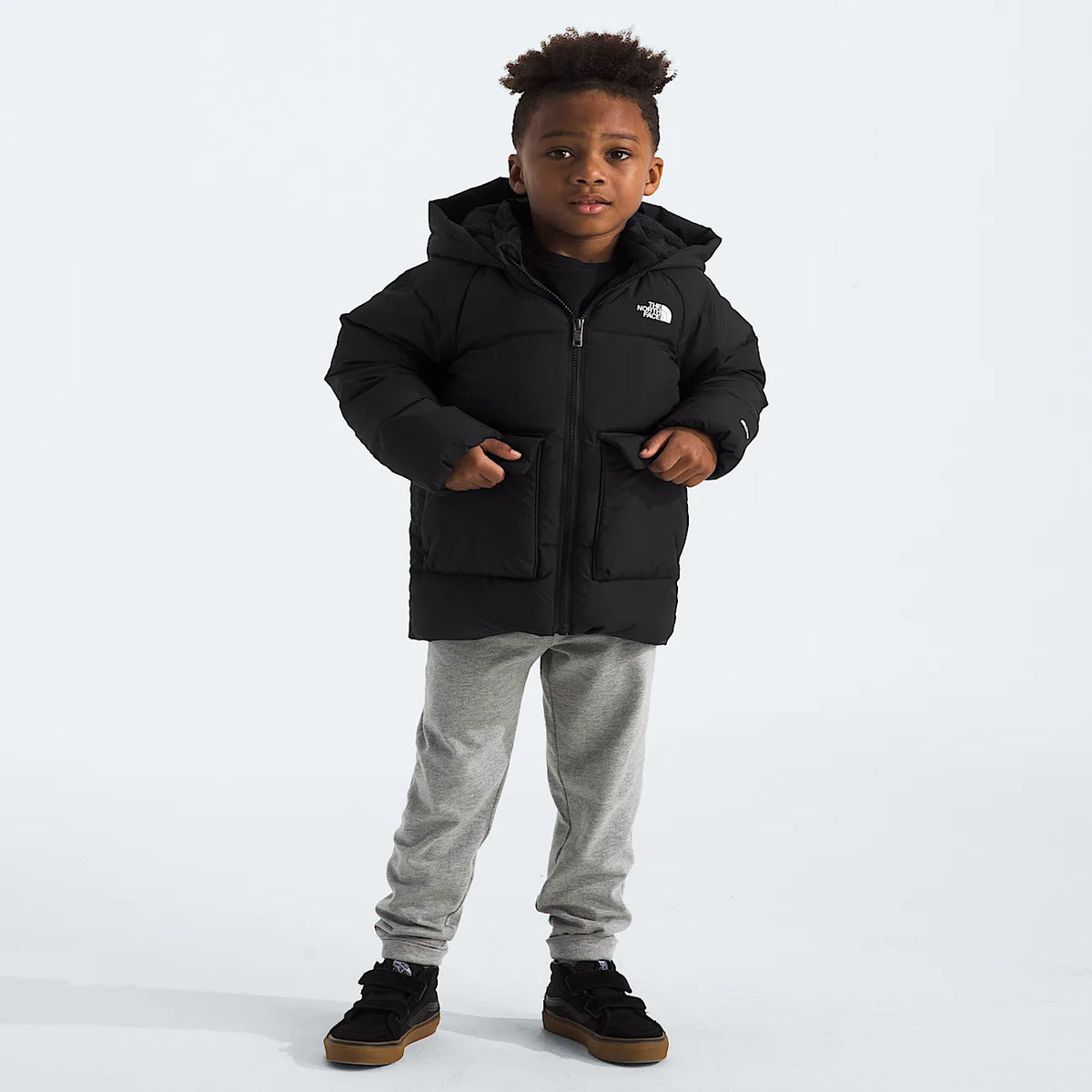 Kids' Fleece-Lined Insulated Parka - Black