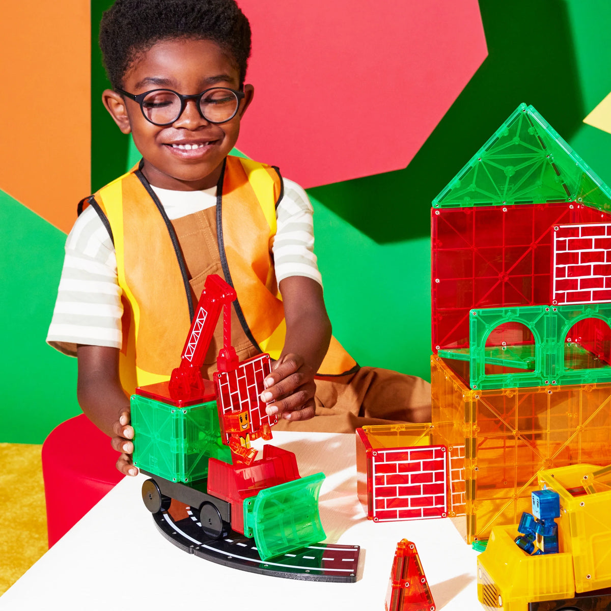 Construction Magnetic Building Set - 50 Pieces