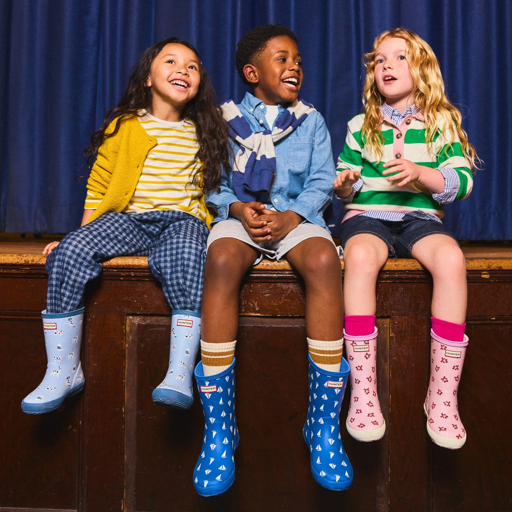 Kids' Rubber Rain Boots - Blue Dump Truck Print