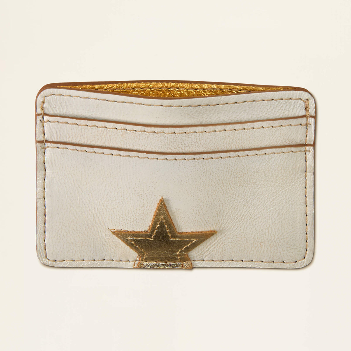 Metallic Leather Star Card Case - Blue