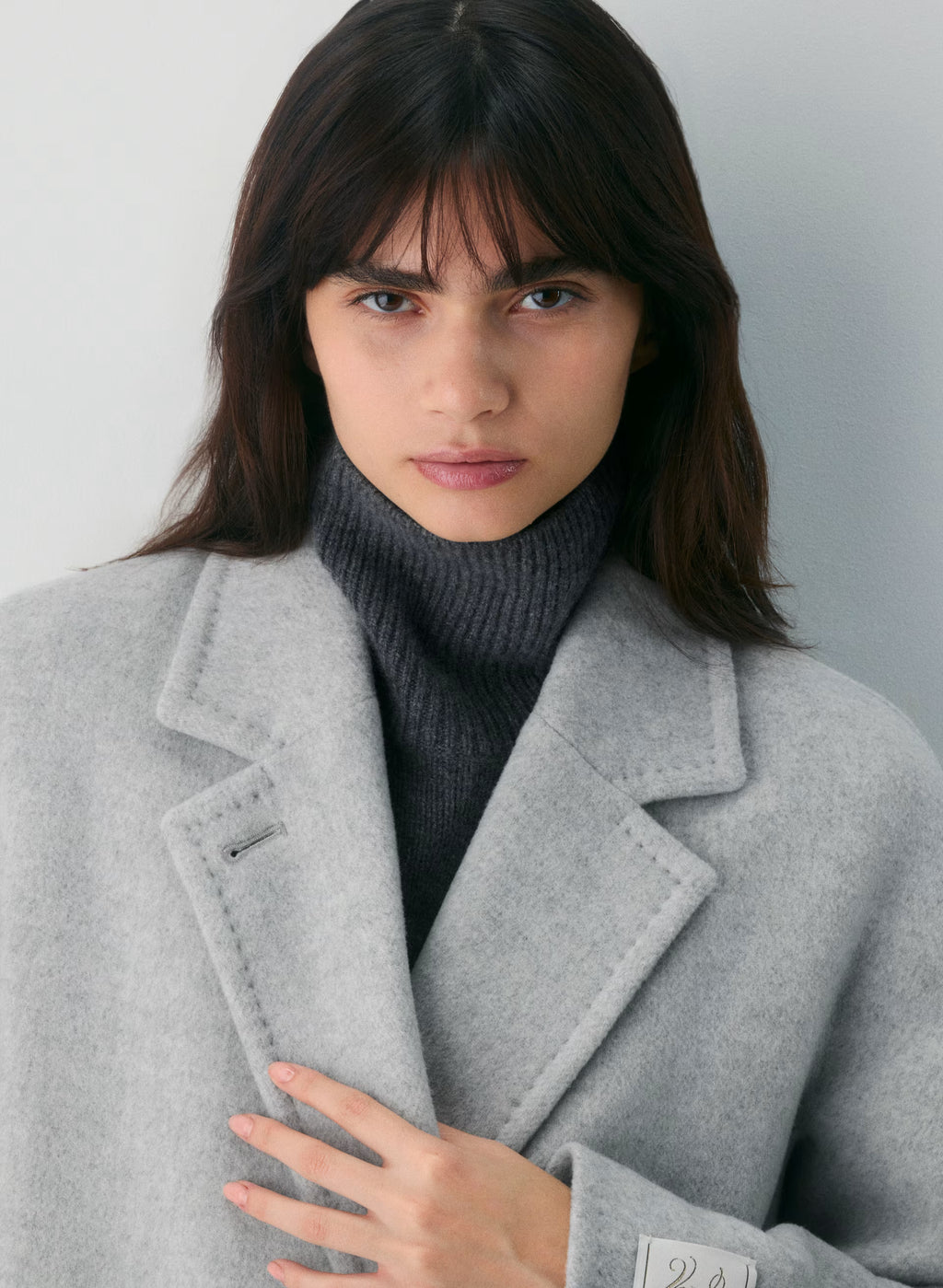Double-Breasted Wool Cashmere Coat - Herringbone