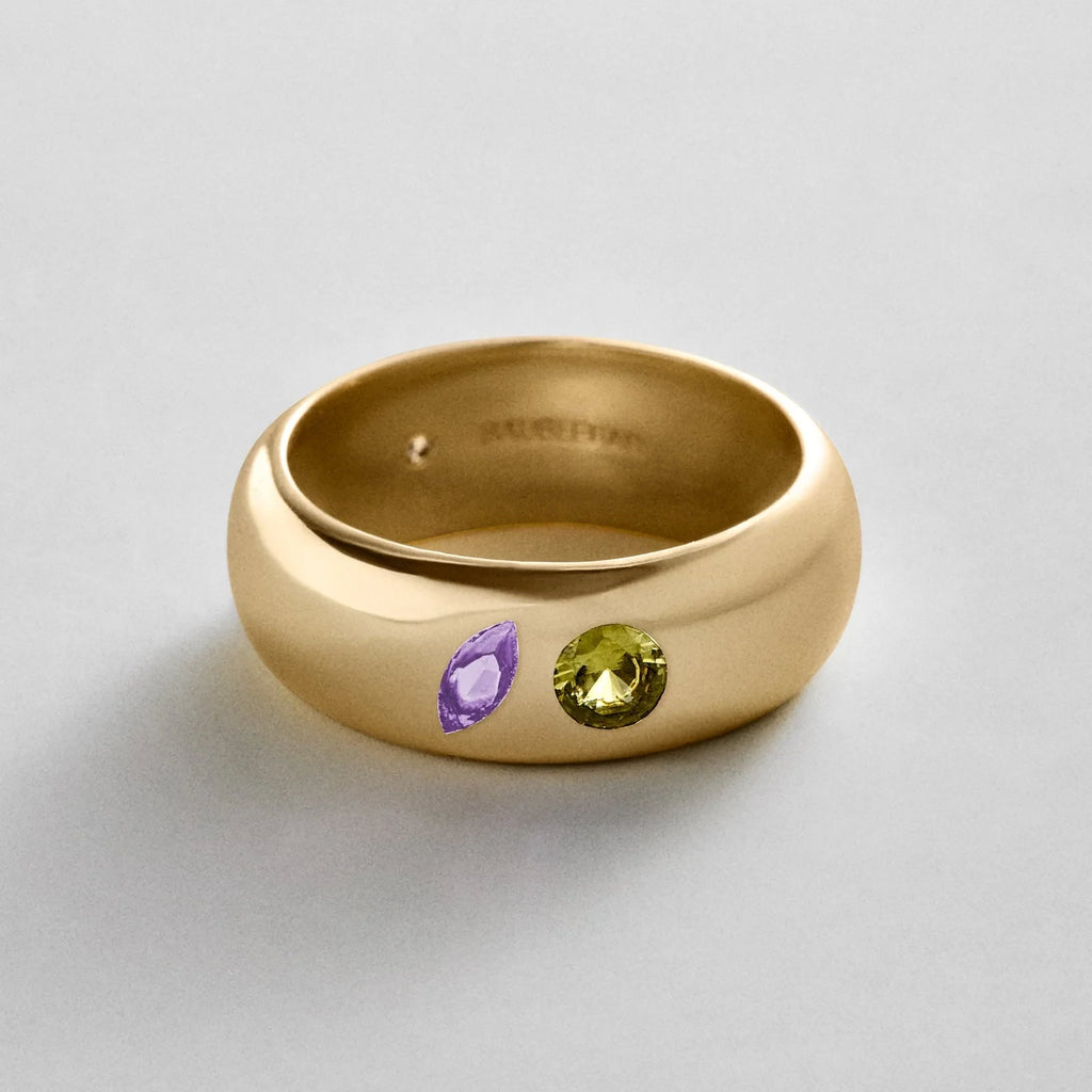 Custom Two-Stone Gold-Plated Band Ring