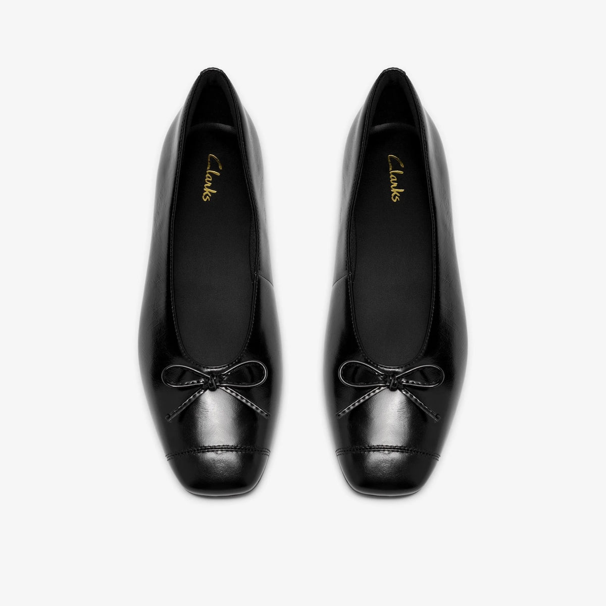 Women's Leather Square Toe Ballet Flat - Black
