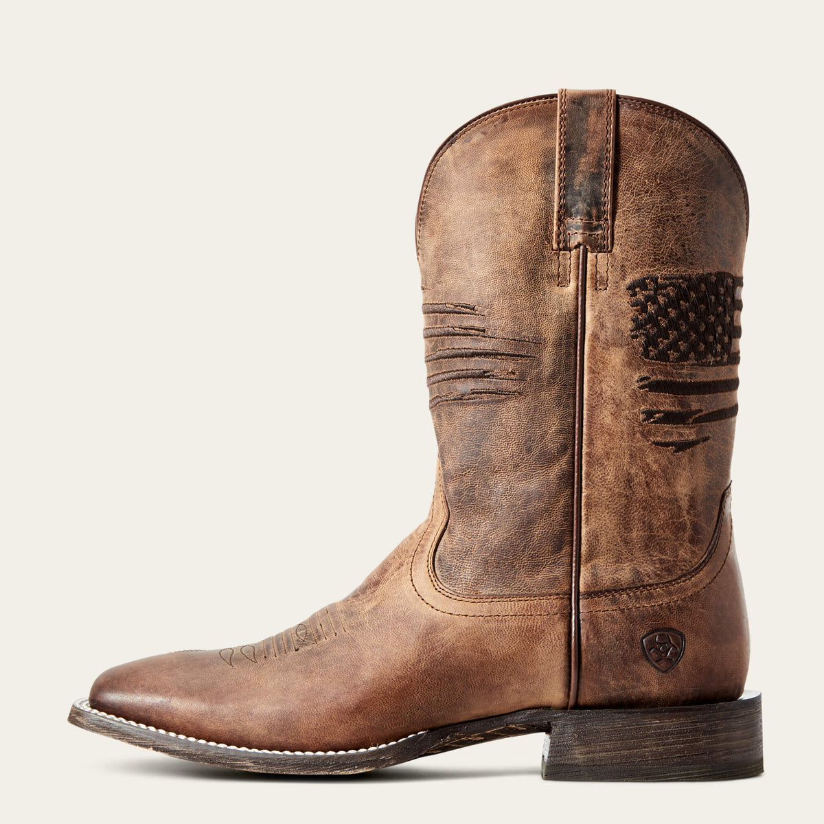 Men's Leather Wide Square Toe Western Boots - Gray