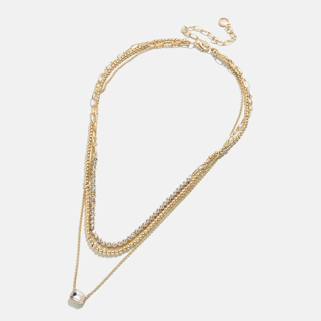Gold Pavé Triple Layer Necklace