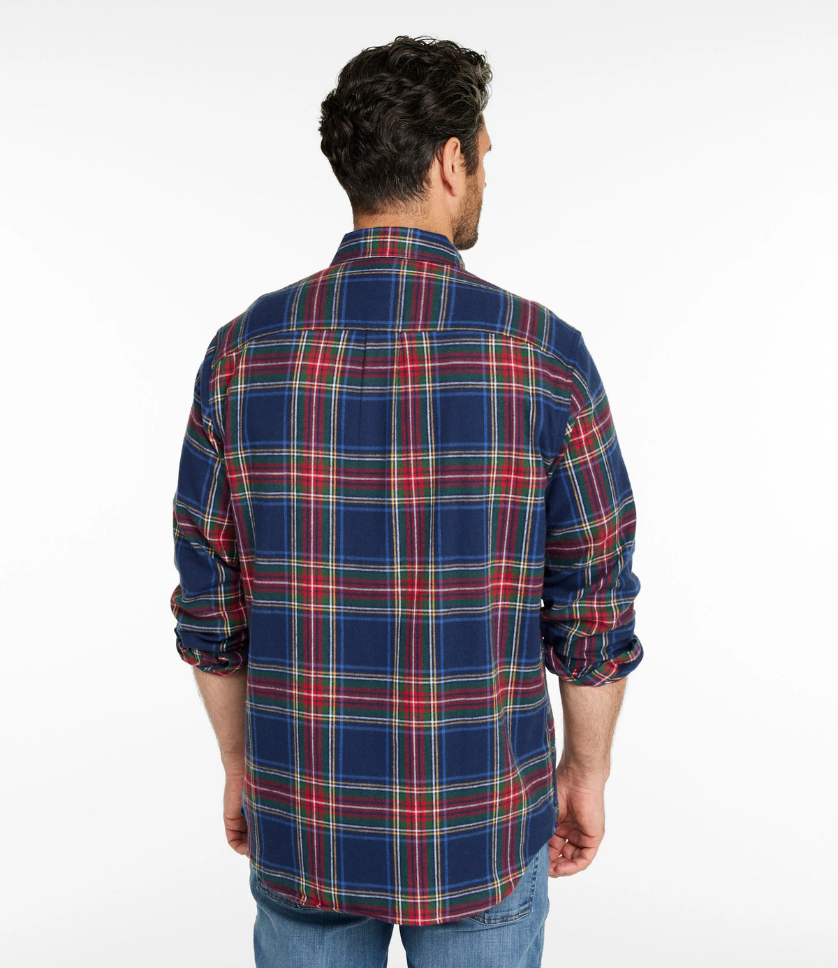 Men's Cotton Flannel Button-Down Shirt - Grey Plaid