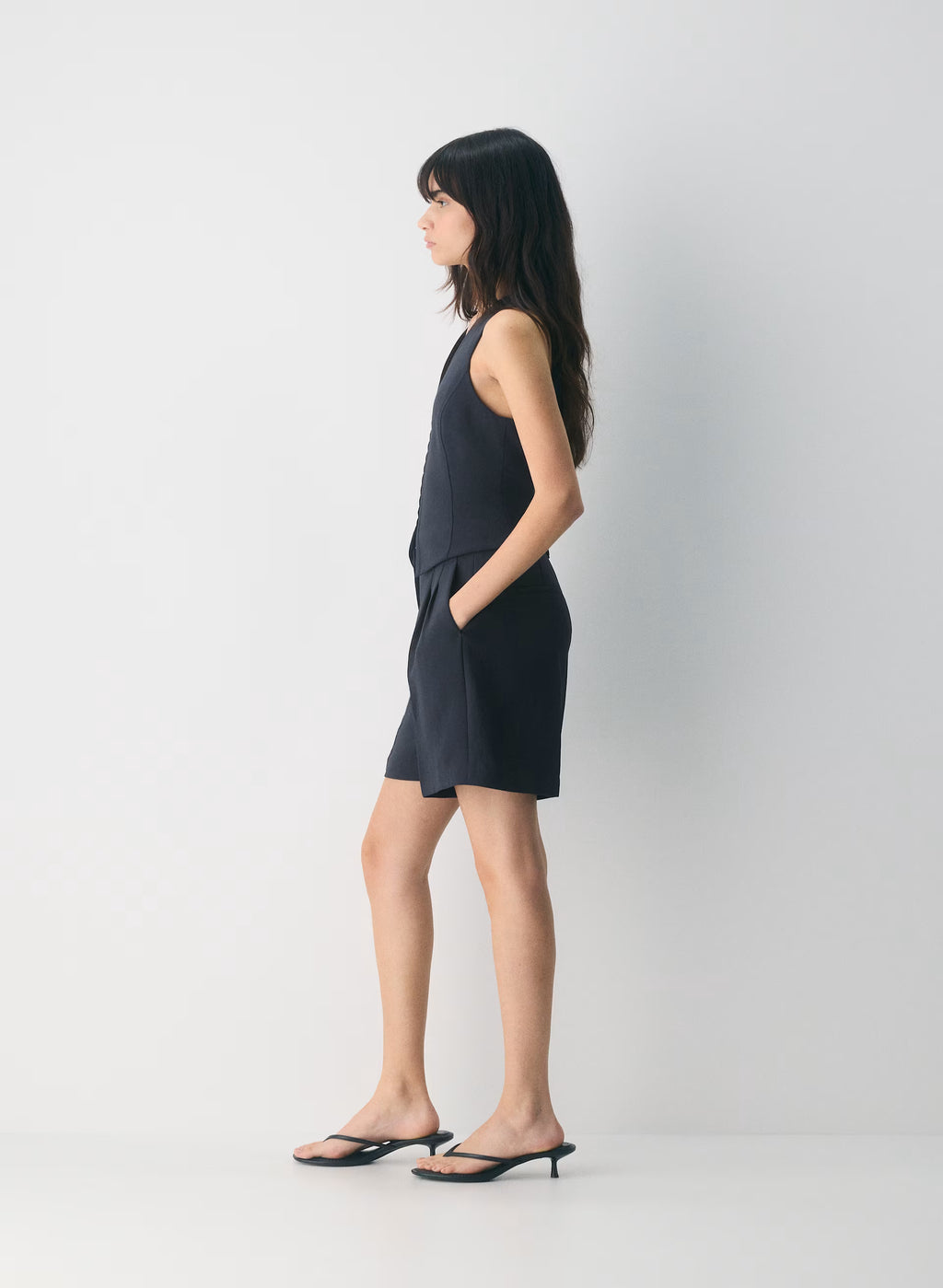 Lined Tailored Suit Vest - Olive