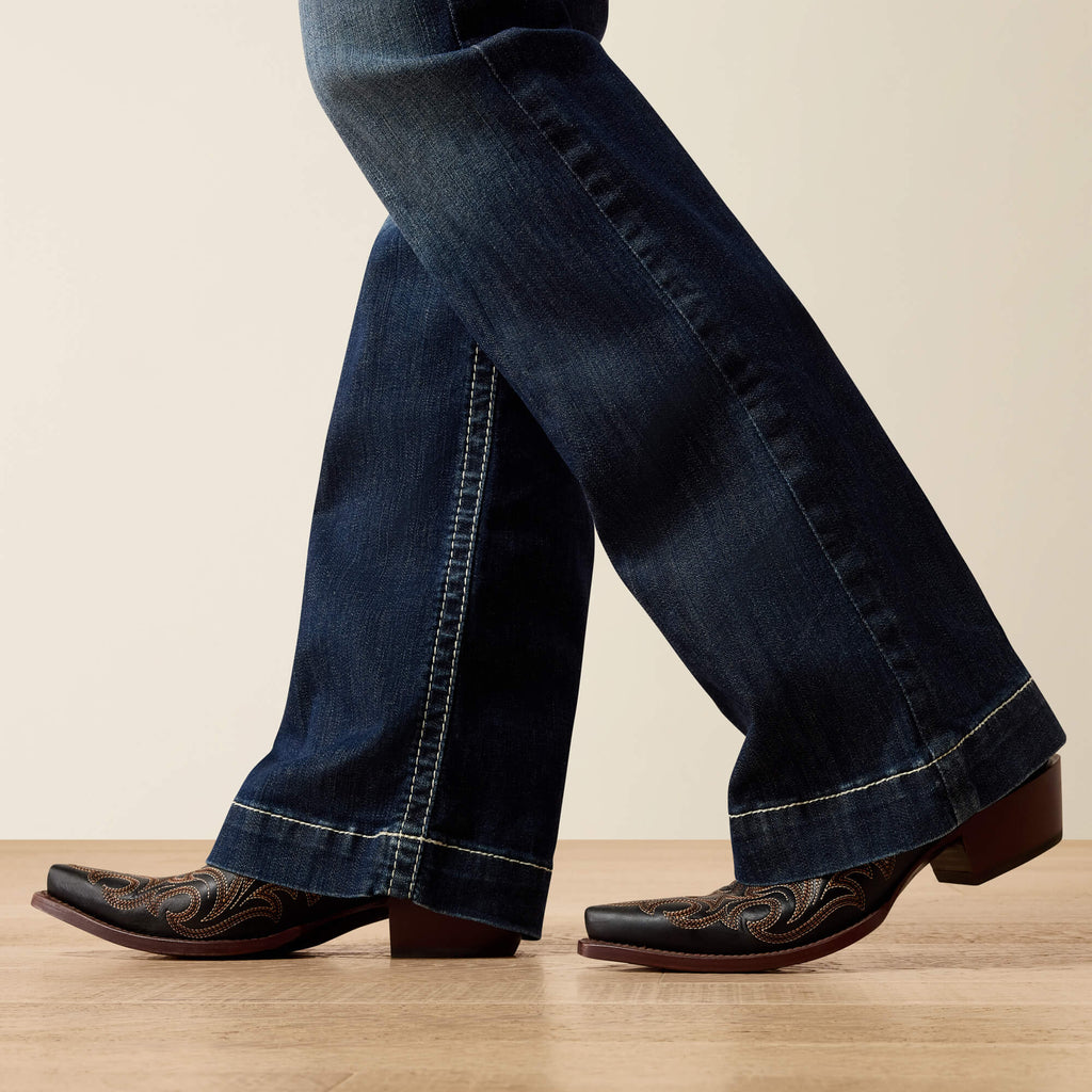 Women's Mid Rise Wide Leg Stretch Jeans - Blue