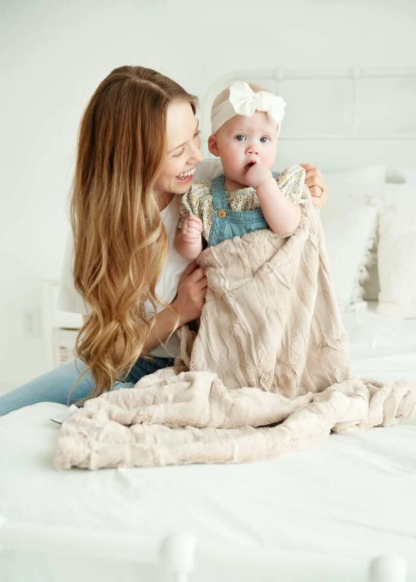 Textured Plush Baby Blanket - Cream